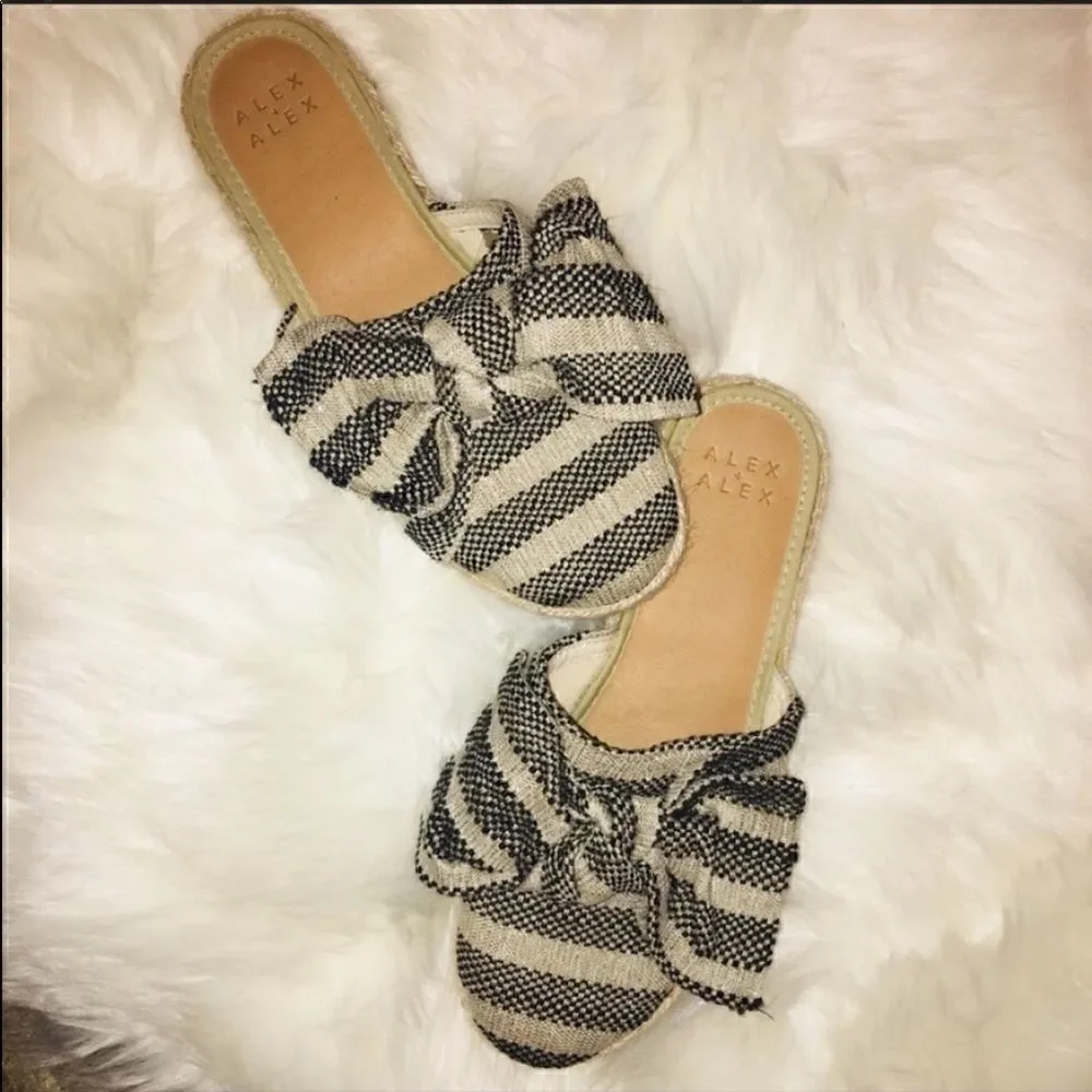 ALEX + ALEX Stripe Espadrille with Bow Siz…‎